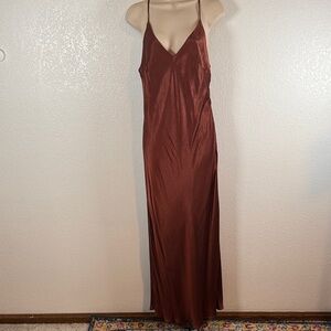 Bardot Rust Satiny Fall Vixen Maxi Slip Dress Size 10